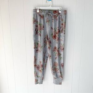 Live Well Lounge Gray Floral Jogger Pants size M